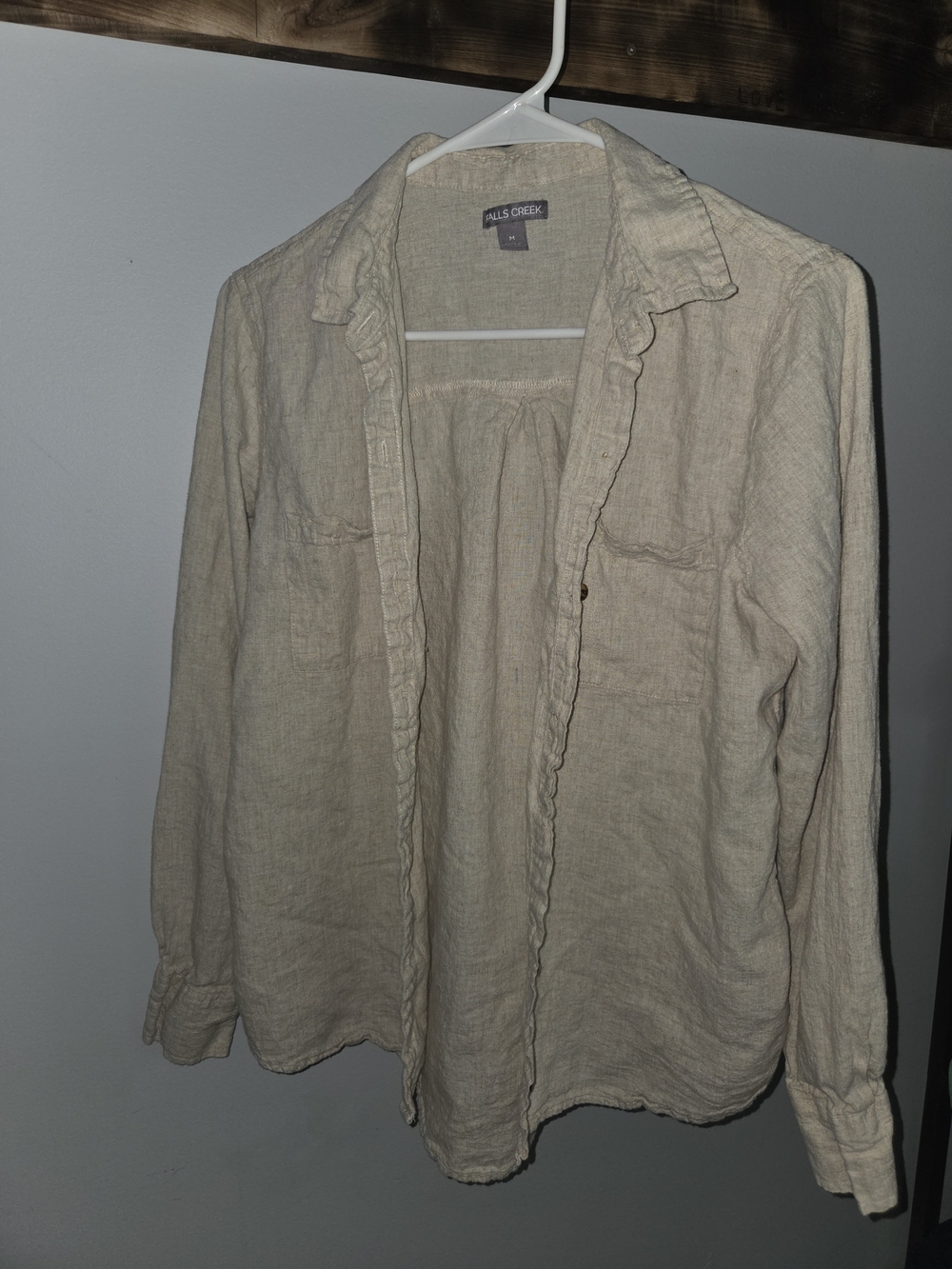 Falls Creek Women's Cream Button-Down Linen Shirt